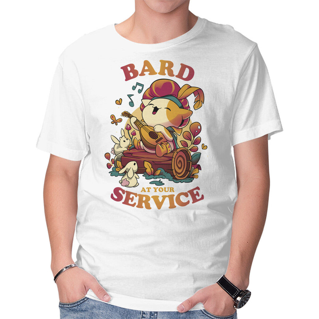 Bard's Call – Cat Graphic T-Shirt in white, product display