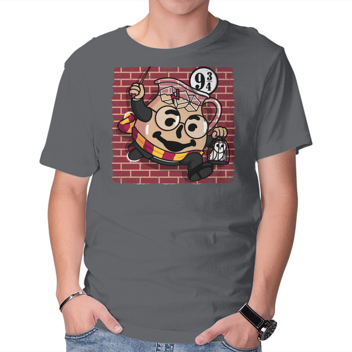 Magic Drink! – Fantasy Graphic T-Shirt in charcoal, product display