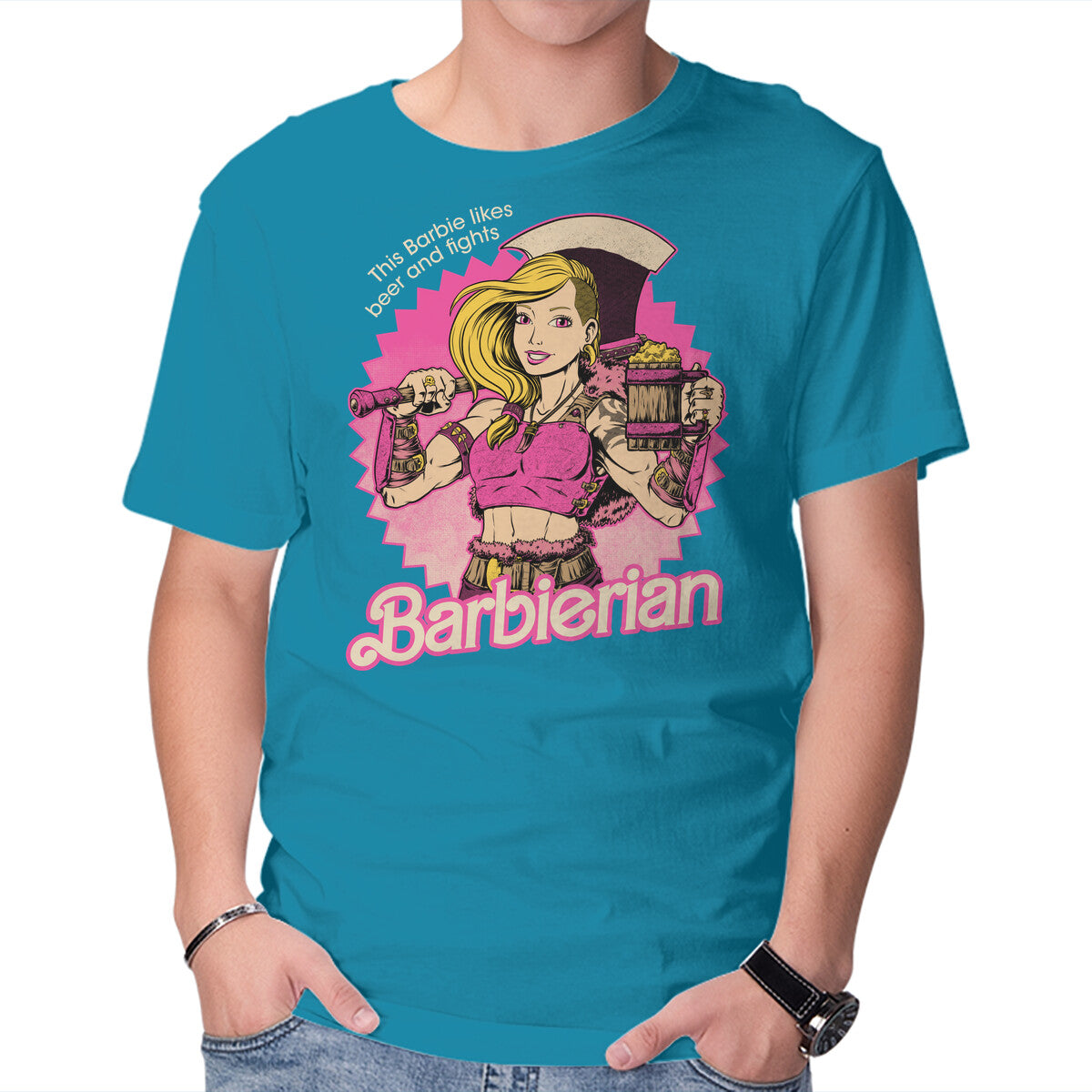 Barbarian Doll – Movie Graphic T-Shirt in turquoise, product display