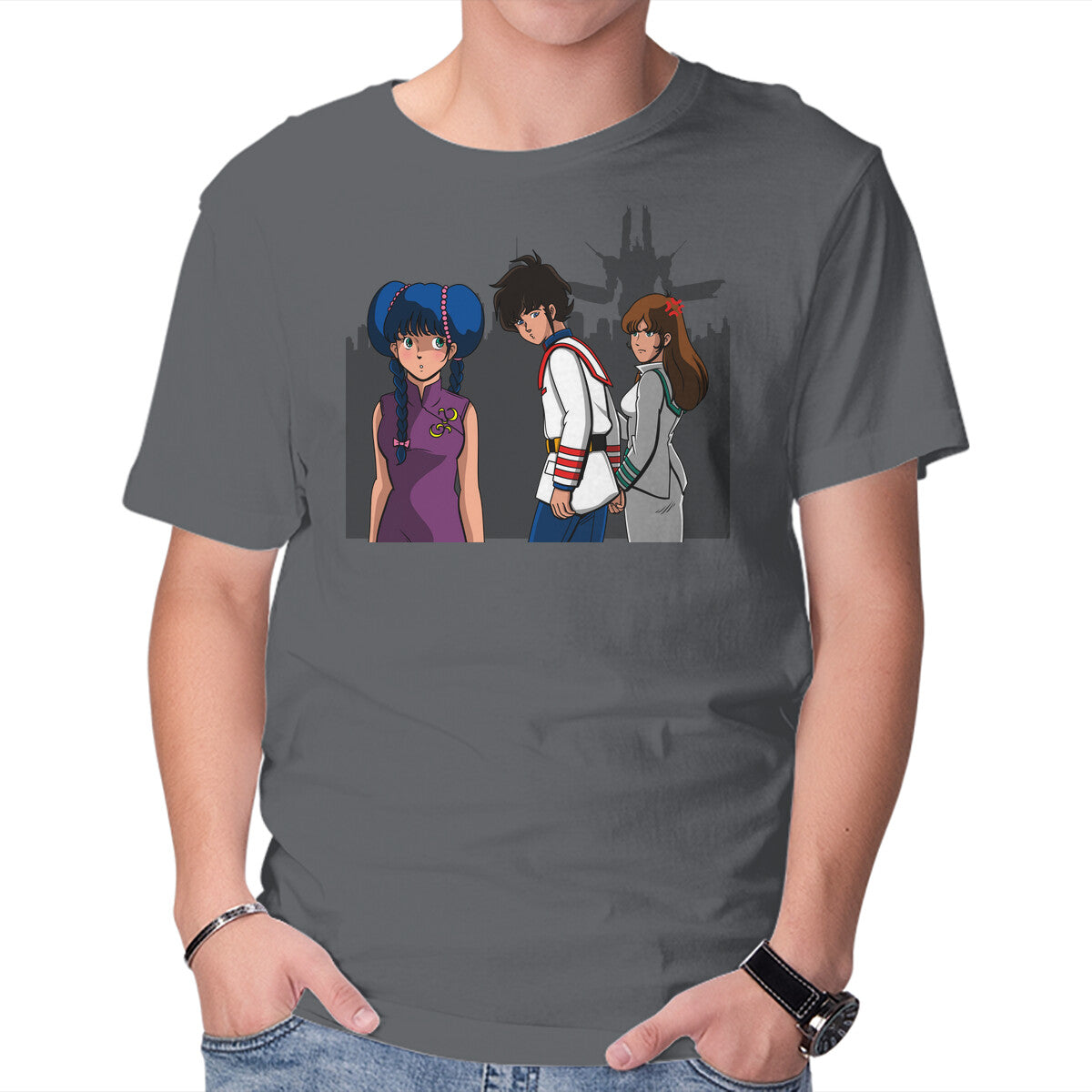 Jealous Superior – Anime Graphic T-Shirt in charcoal, product display