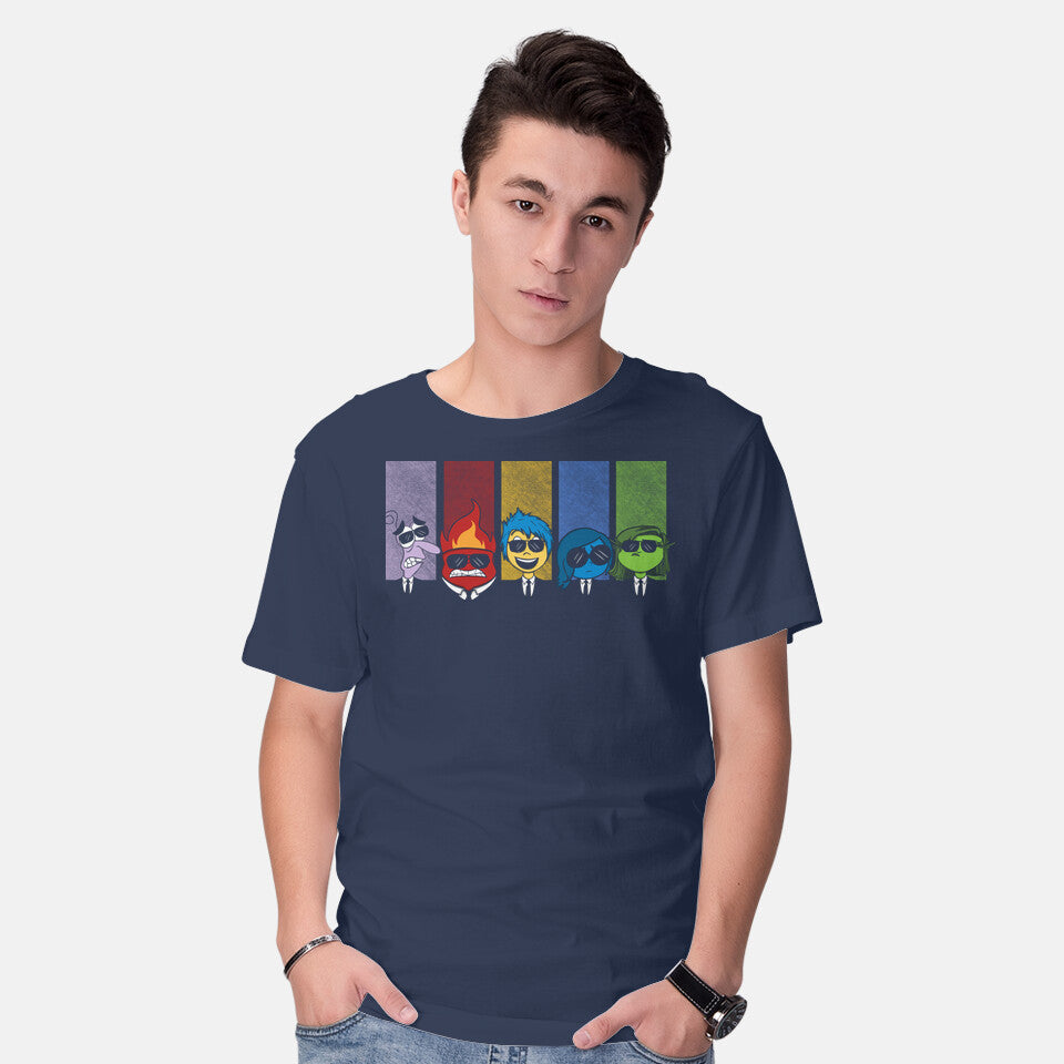 Model wearing navy Inside Dogs – Movie Graphic T-Shirt