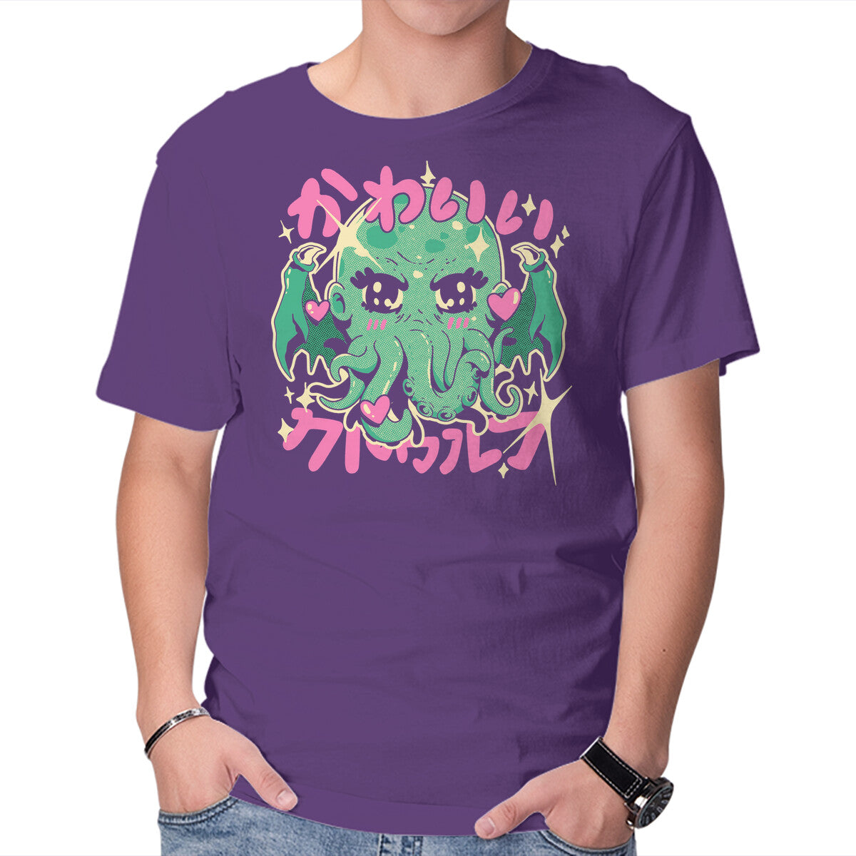 Cutethulhu Loves – Horror Graphic T-Shirt in purple, product display