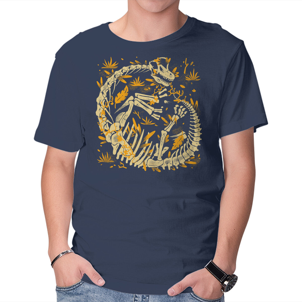 Jurassic Brachio – Movie Graphic T-Shirt in navy, product display