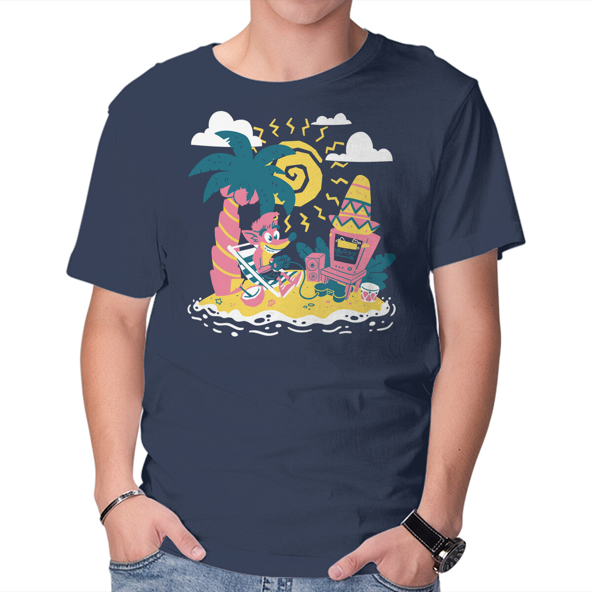 Chillin Island – Gaming Graphic T-Shirt in navy, product display