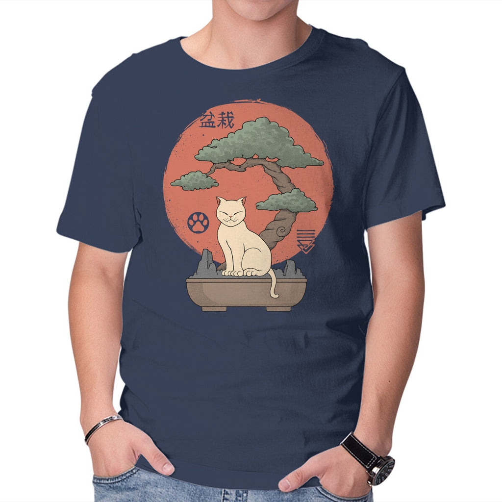 Bonsai Cat – Cat Graphic T-Shirt in navy, product display