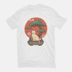 Bonsai Cat – Cat Graphic T-Shirt in white, flat-lay product view