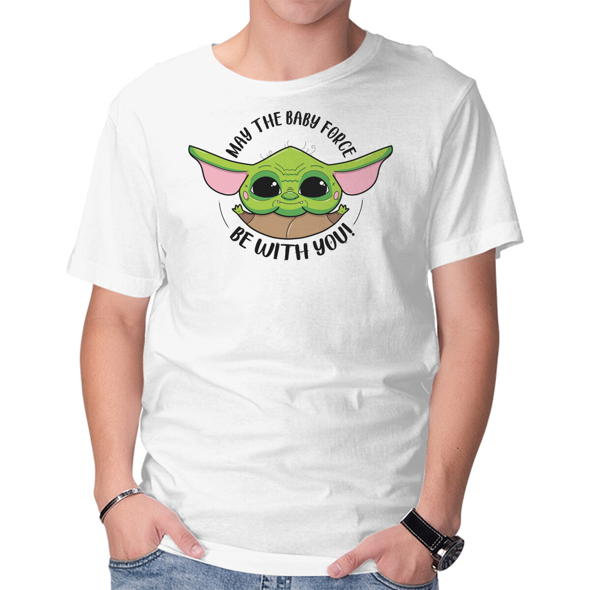 The Baby Force – Sci-Fi Graphic T-Shirt in white, product display