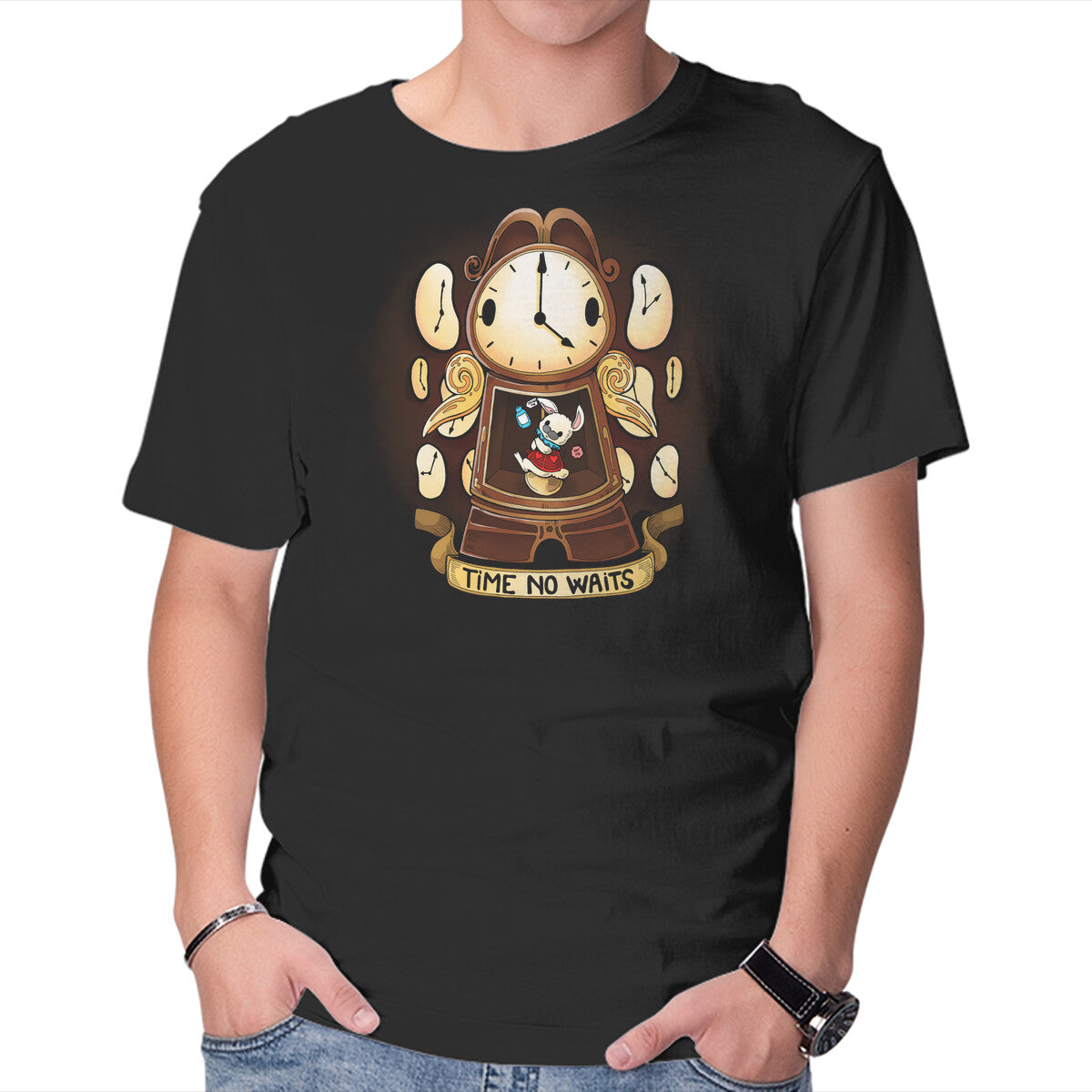 Time Does Not Wait – Movie Graphic T-Shirt in black, product display