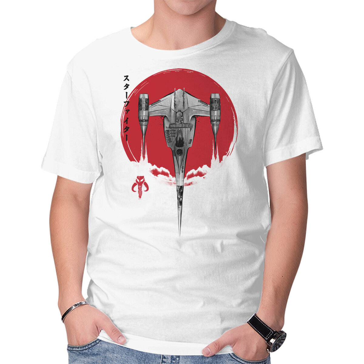 N1 Starfighter Sumi-e – Sci-Fi Graphic T-Shirt in white, product display