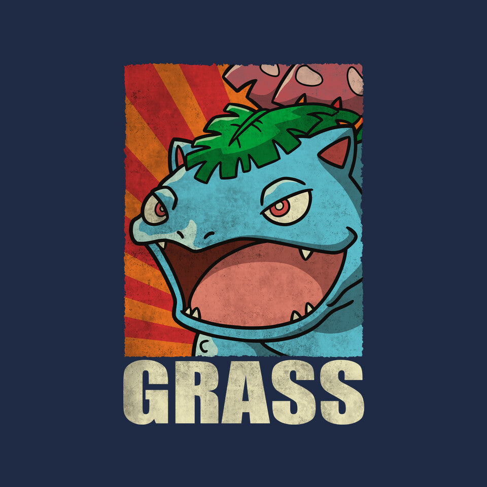 Grass! – Gaming Graphic T-Shirt design artwork for navy graphic T-shirt