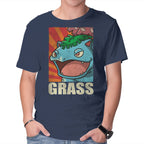 Grass! – Gaming Graphic T-Shirt in navy, product display