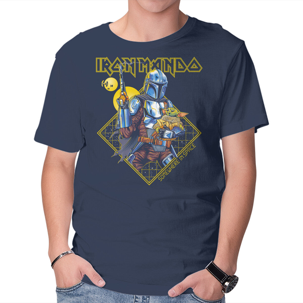 Somewhere In Space – Sci-Fi Graphic T-Shirt in navy, product display