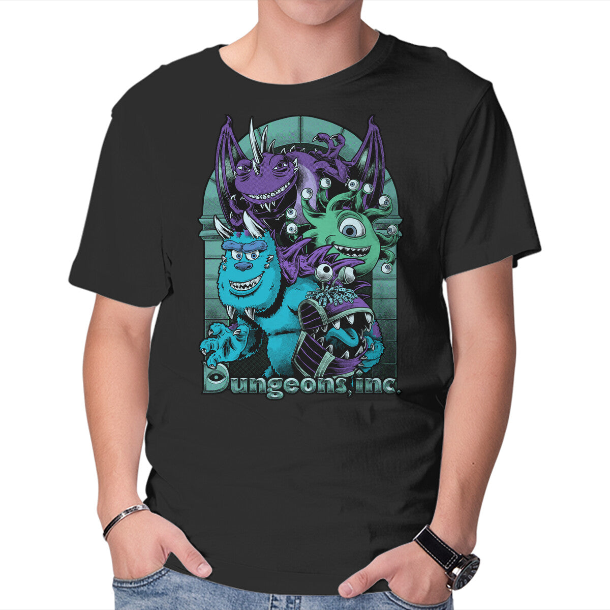 Dungeons Inc – Movie Graphic T-Shirt in black, product display