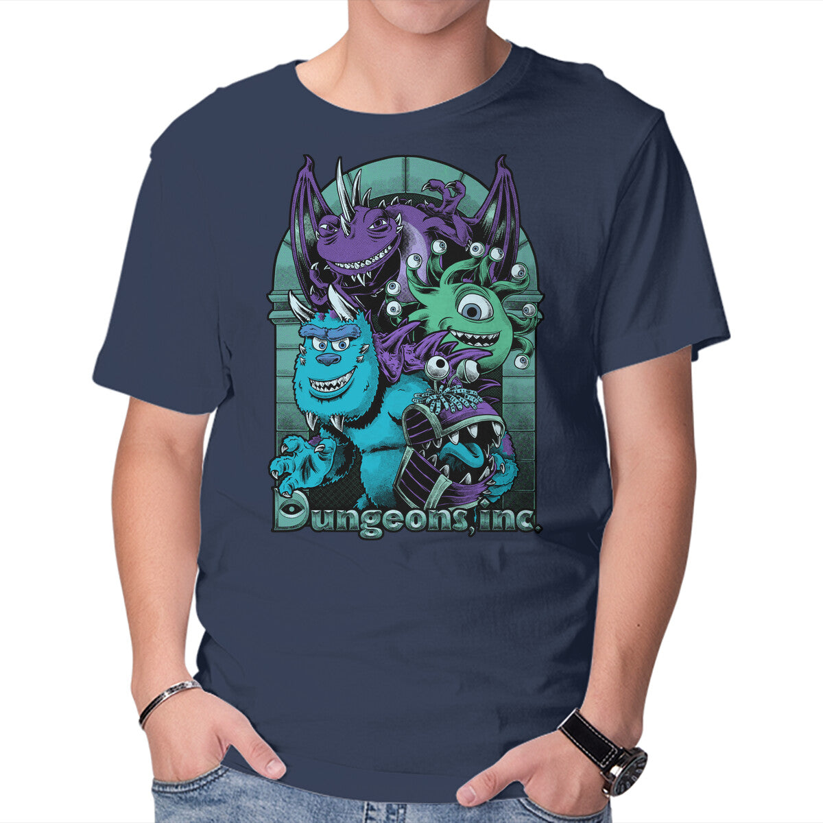 Dungeons Inc – Movie Graphic T-Shirt in navy, product display