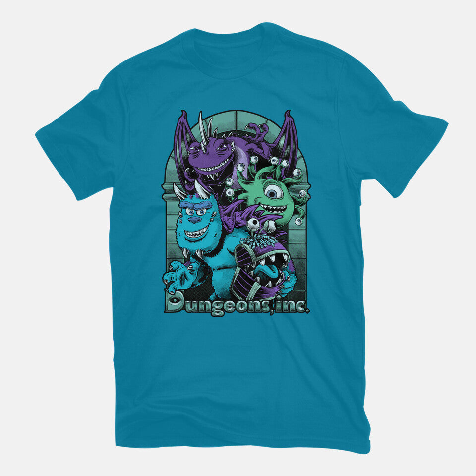 Dungeons Inc – Movie Graphic T-Shirt in turquoise, flat-lay product view