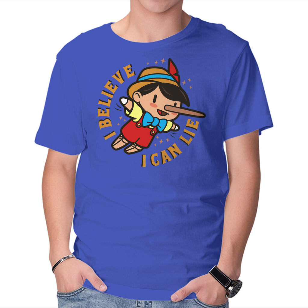 I Believe I Can Lie – Funny Graphic T-Shirt in royal blue, product display