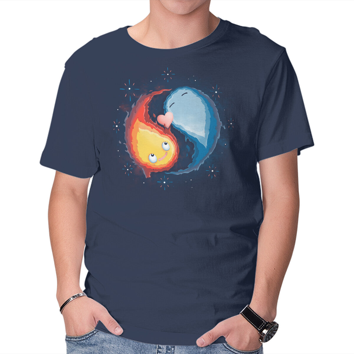 Fire Death Alive – Anime Graphic T-Shirt in navy, product display