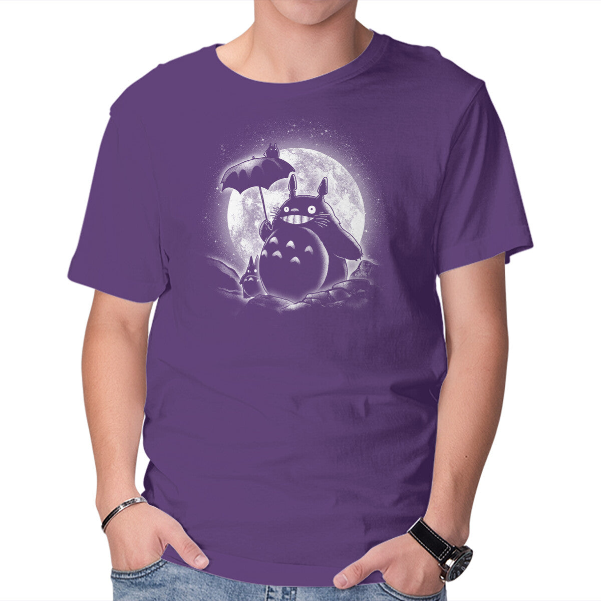Moonlight Forest Friends – Anime Graphic T-Shirt in purple, product display