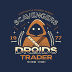 Droids Trader – Sci-Fi Graphic T-Shirt design artwork for navy graphic T-shirt