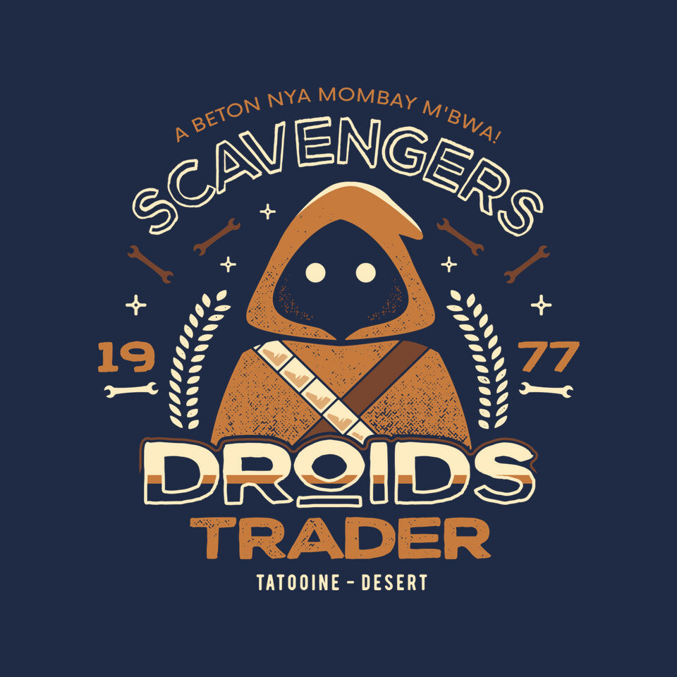 Droids Trader – Sci-Fi Graphic T-Shirt design artwork for navy graphic T-shirt