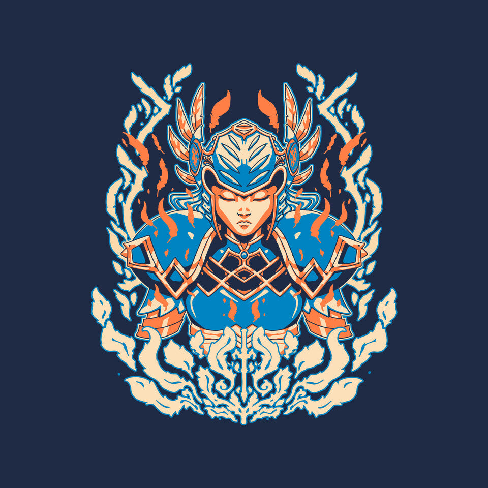Valkyrie – Gaming Graphic T-Shirt design artwork for navy graphic T-shirt