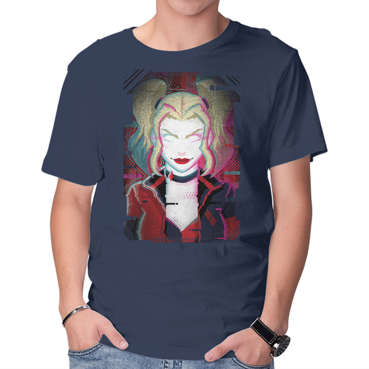 Harley Quinn Glitch – Movie Graphic T-Shirt in navy, product display
