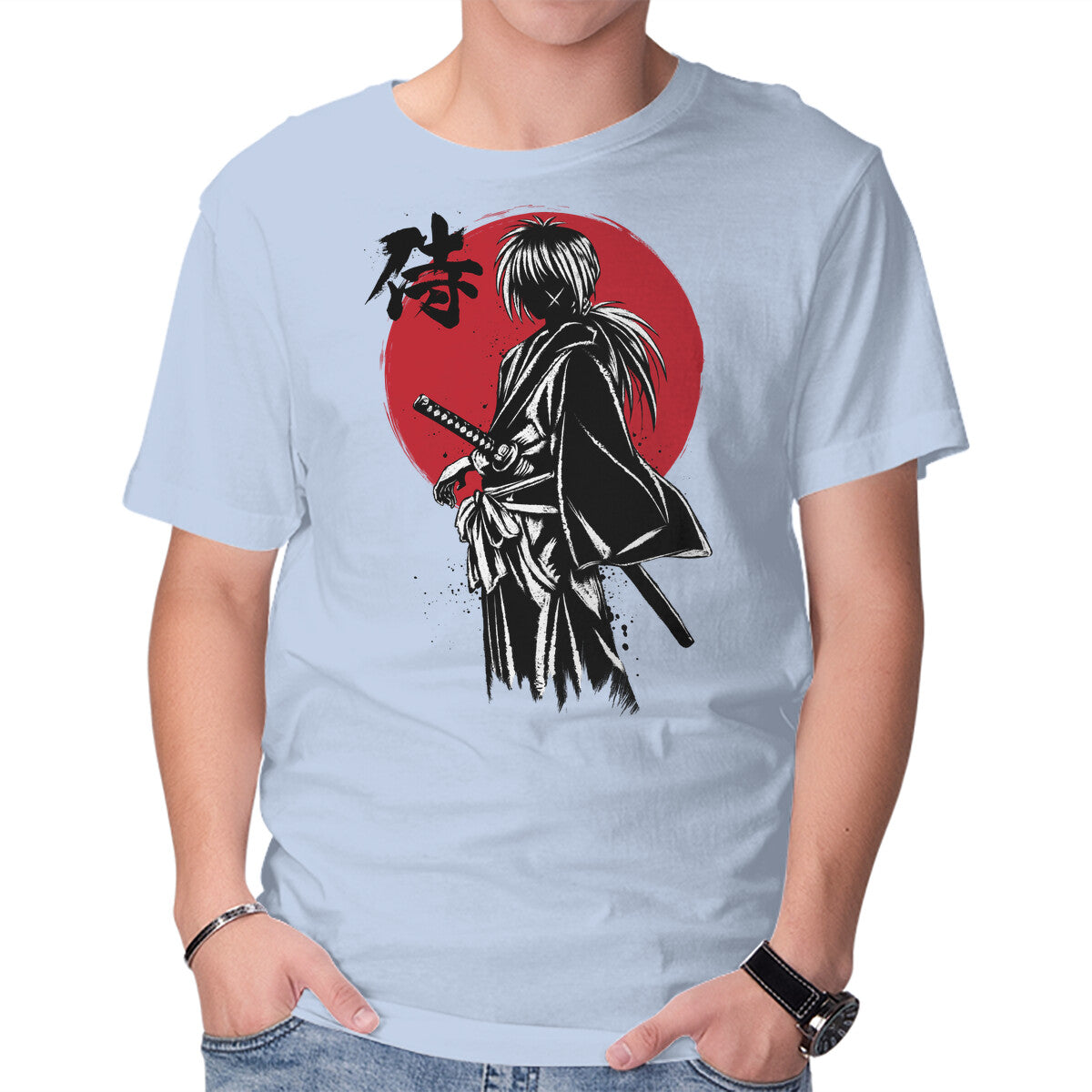 Kenshin Sumi-e – Anime Graphic T-Shirt in blue, product display