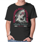 Amity Island Shark Tattoo – Horror Graphic T-Shirt in black, product display
