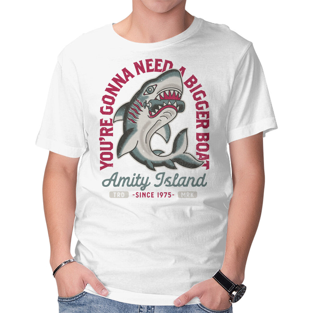 Amity Island Shark Tattoo – Horror Graphic T-Shirt in white, product display