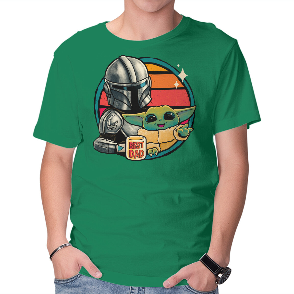 Beskar Dad – Sci-Fi Graphic T-Shirt in green, product display
