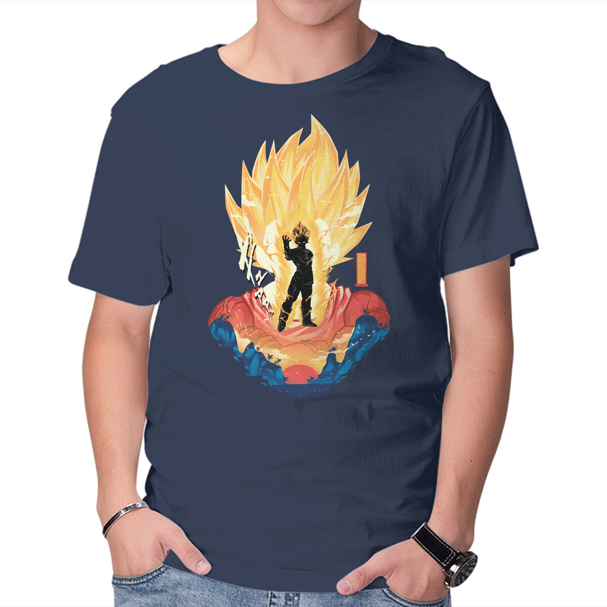 Prince Hero – Anime Graphic T-Shirt in navy, product display