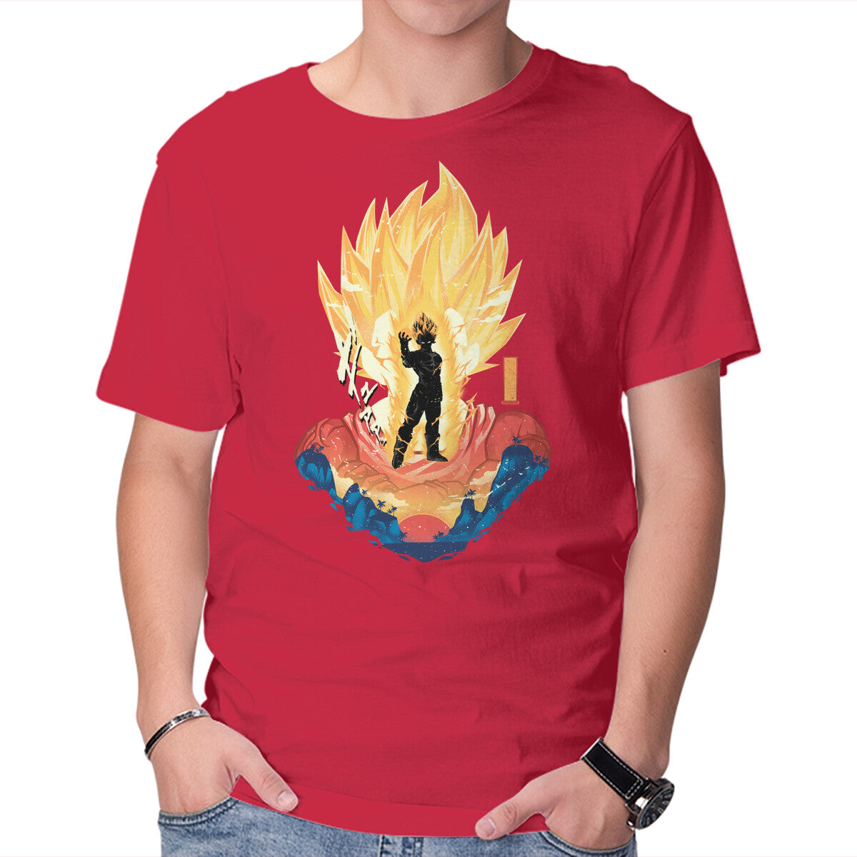Prince Hero – Anime Graphic T-Shirt in red, product display