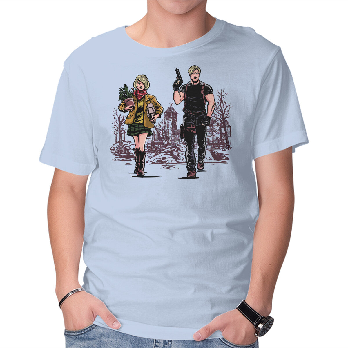 The Evil – Halloween Graphic T-Shirt in blue, product display