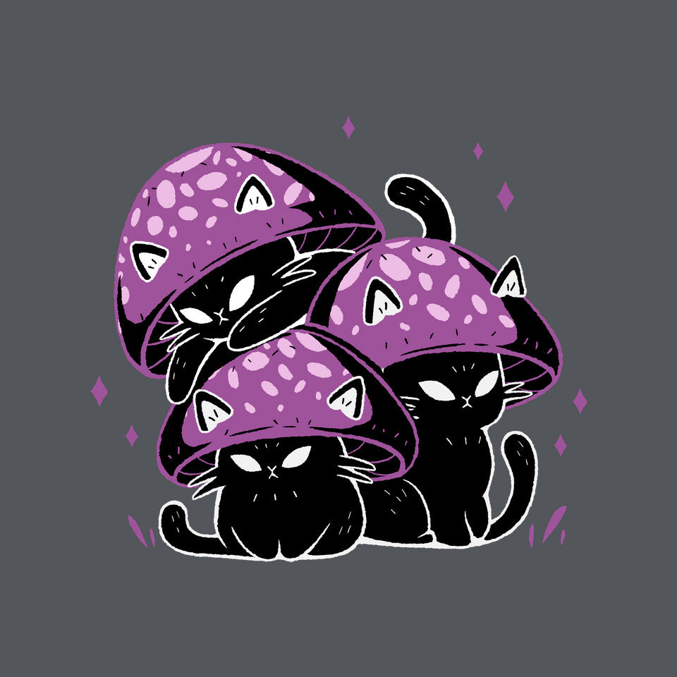 Mushroom Cats – Cat Graphic T-Shirt design artwork for charcoal graphic T-shirt
