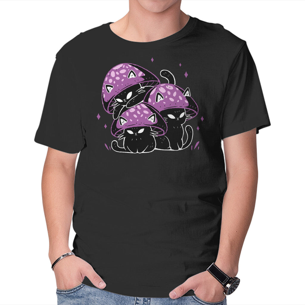 Mushroom Cats – Cat Graphic T-Shirt in black, product display