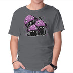 Mushroom Cats – Cat Graphic T-Shirt in charcoal, product display