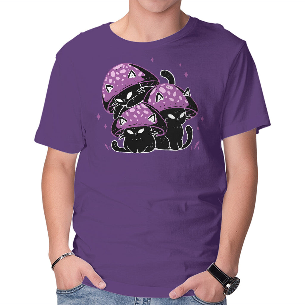 Mushroom Cats – Cat Graphic T-Shirt in purple, product display