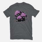 Mushroom Cats – Cat Graphic T-Shirt in charcoal, flat-lay product view