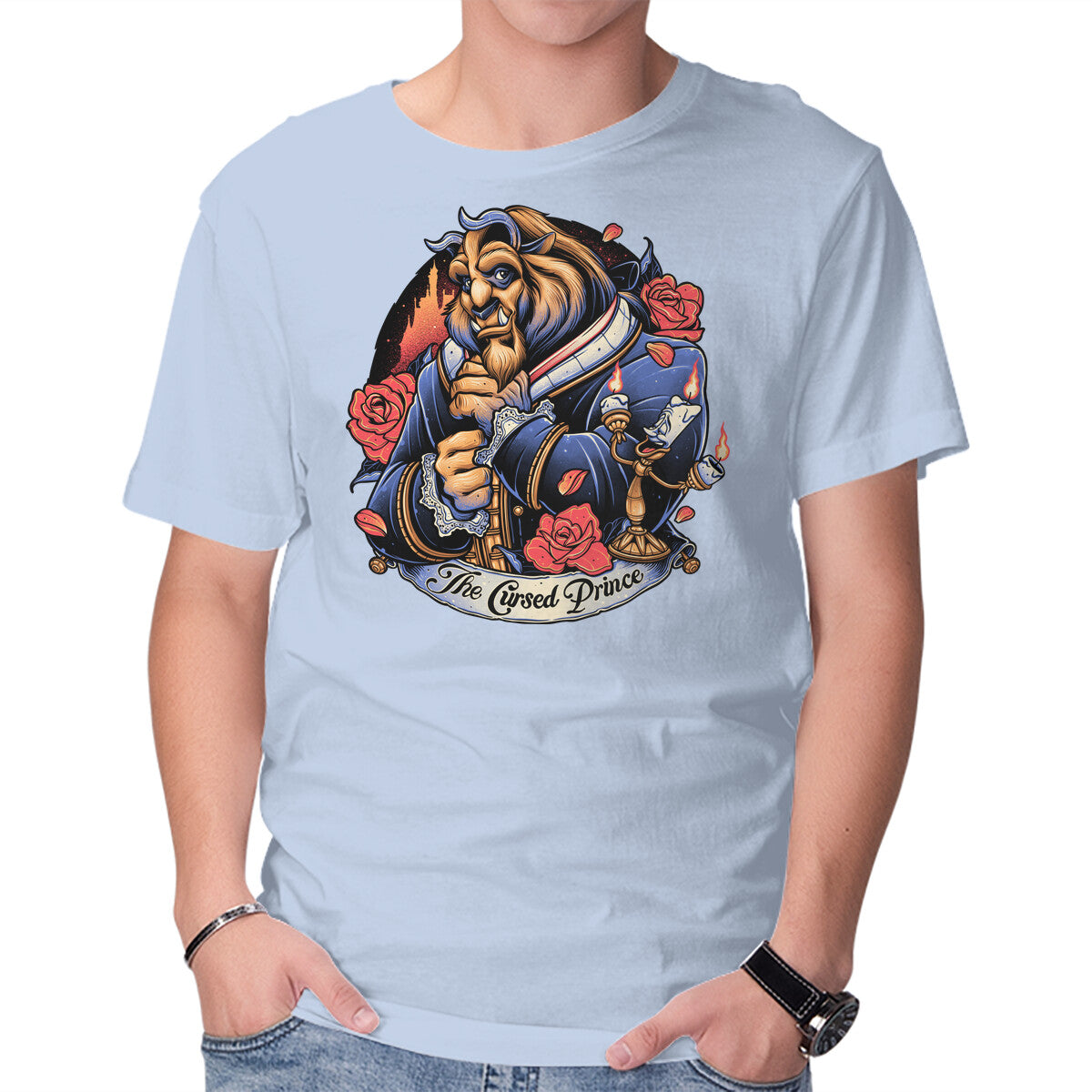 The Cursed Prince – Fantasy Graphic T-Shirt in blue, product display