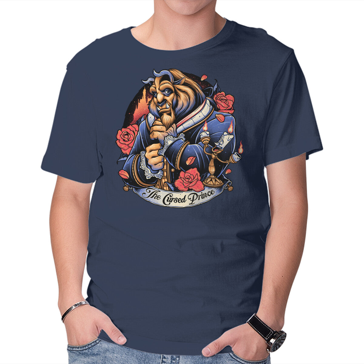 The Cursed Prince – Fantasy Graphic T-Shirt in navy, product display