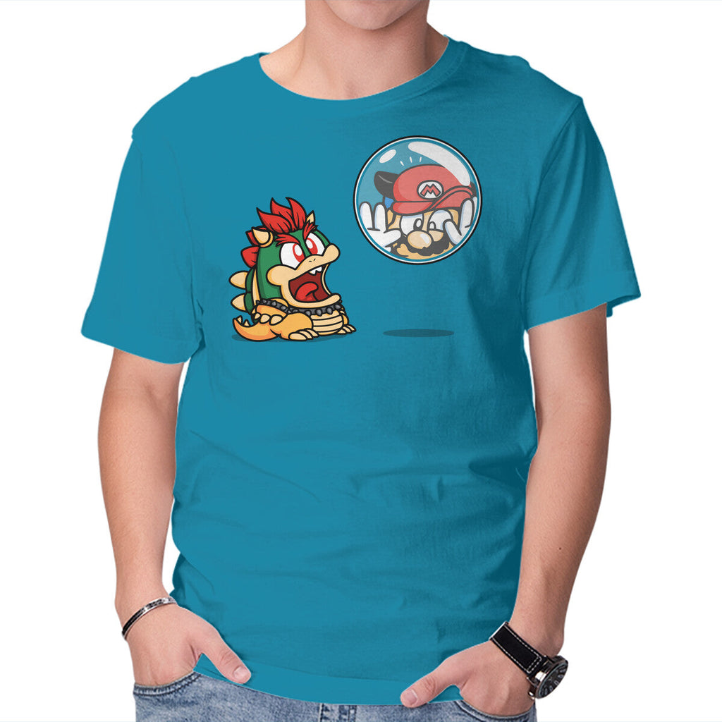 Bubble Attack – Gaming Graphic T-Shirt in turquoise, product display