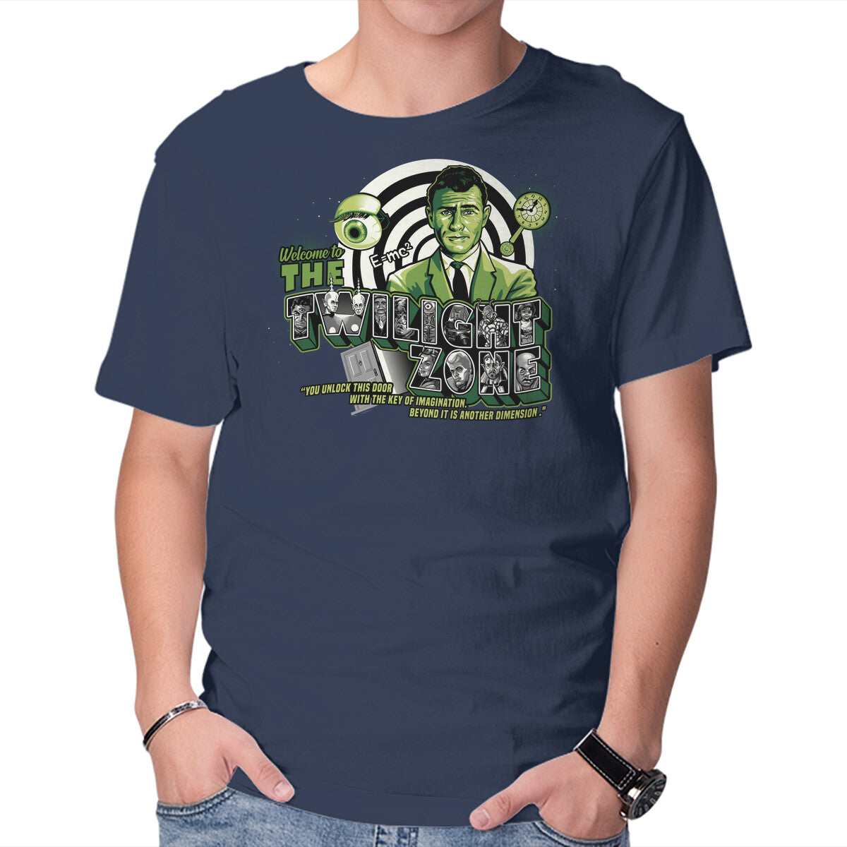Welcome To Another Dimension – Retro Graphic T-Shirt in navy, product display