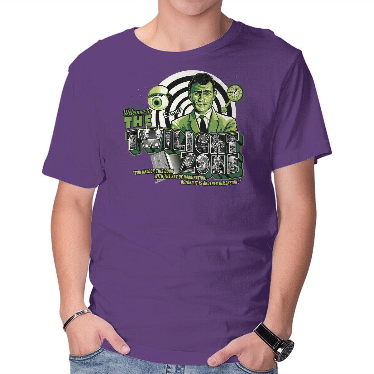 Welcome To Another Dimension – Retro Graphic T-Shirt in purple, product display