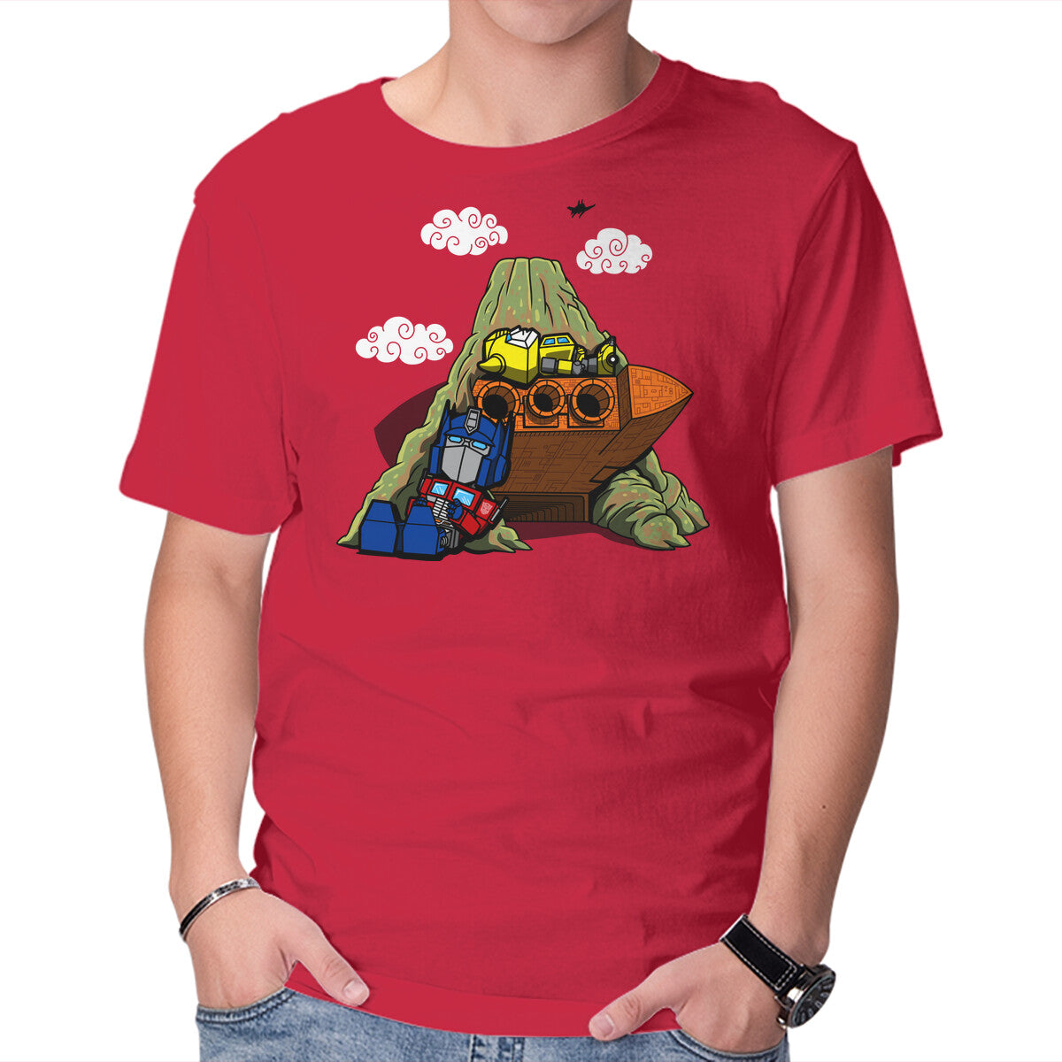 Cybertronian Nuts – Sci-Fi Graphic T-Shirt in red, product display