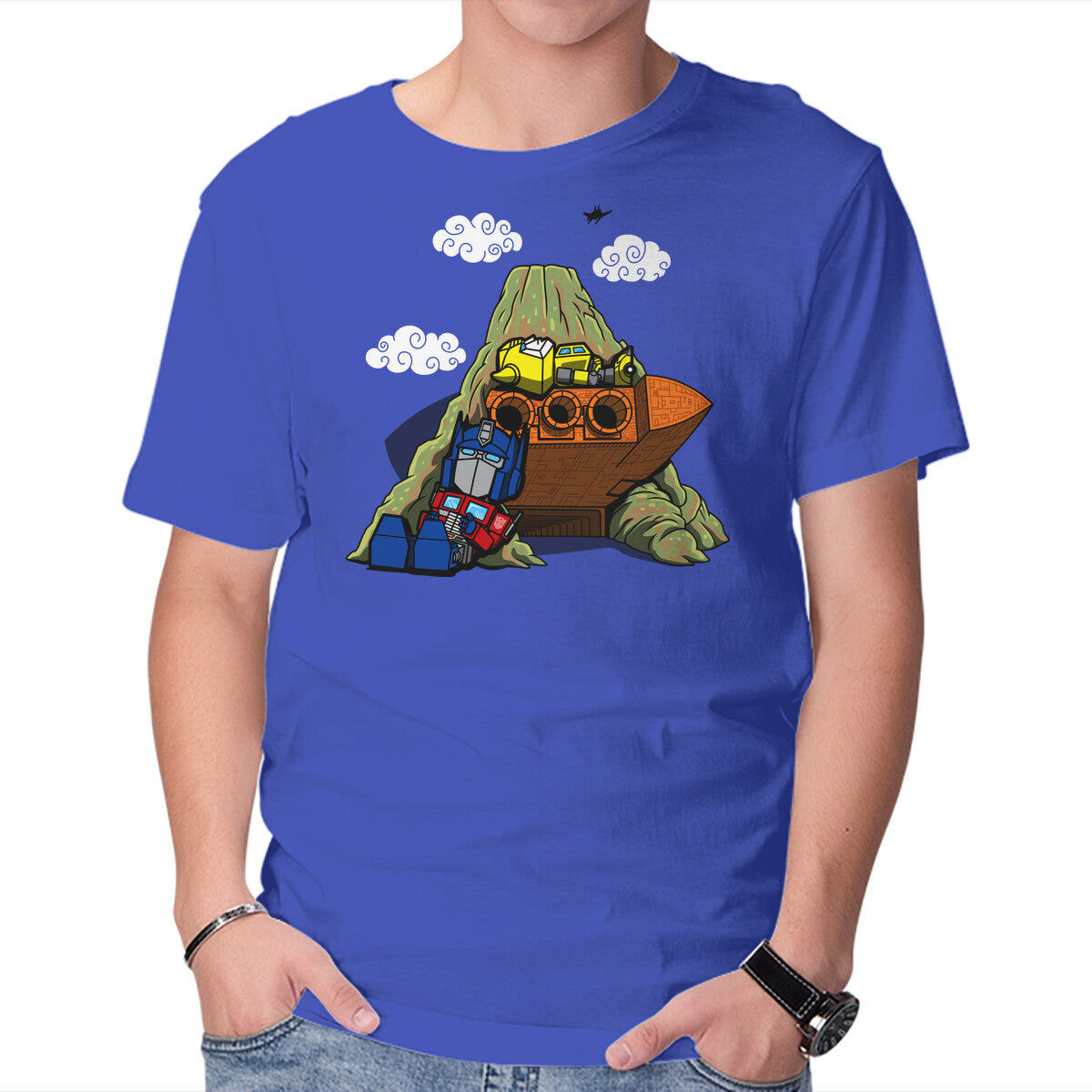 Cybertronian Nuts – Sci-Fi Graphic T-Shirt in royal blue, product display