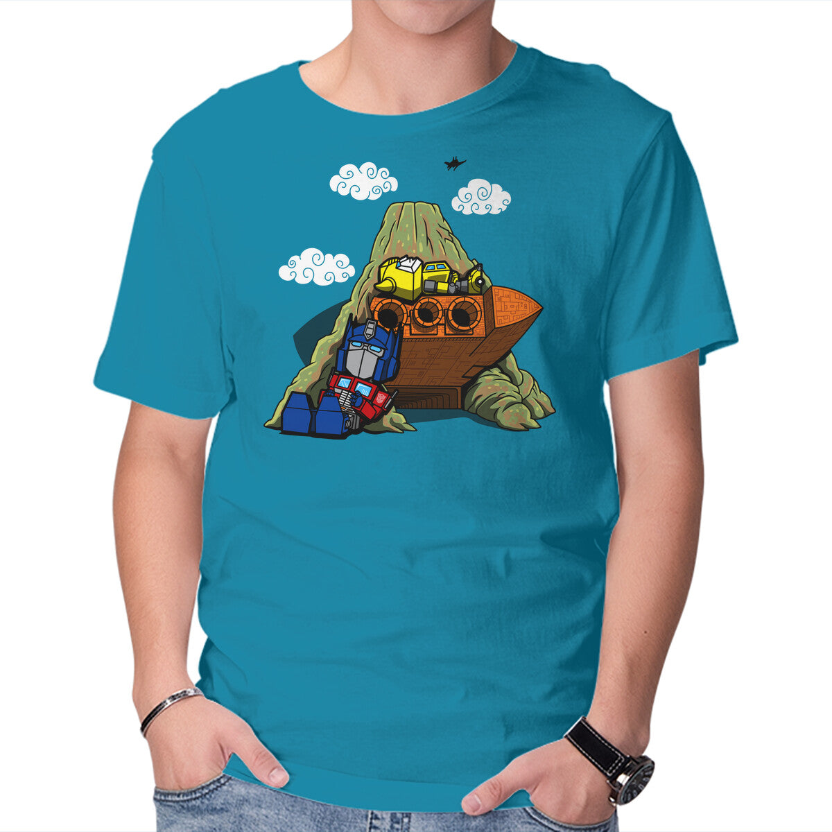 Cybertronian Nuts – Sci-Fi Graphic T-Shirt in turquoise, product display