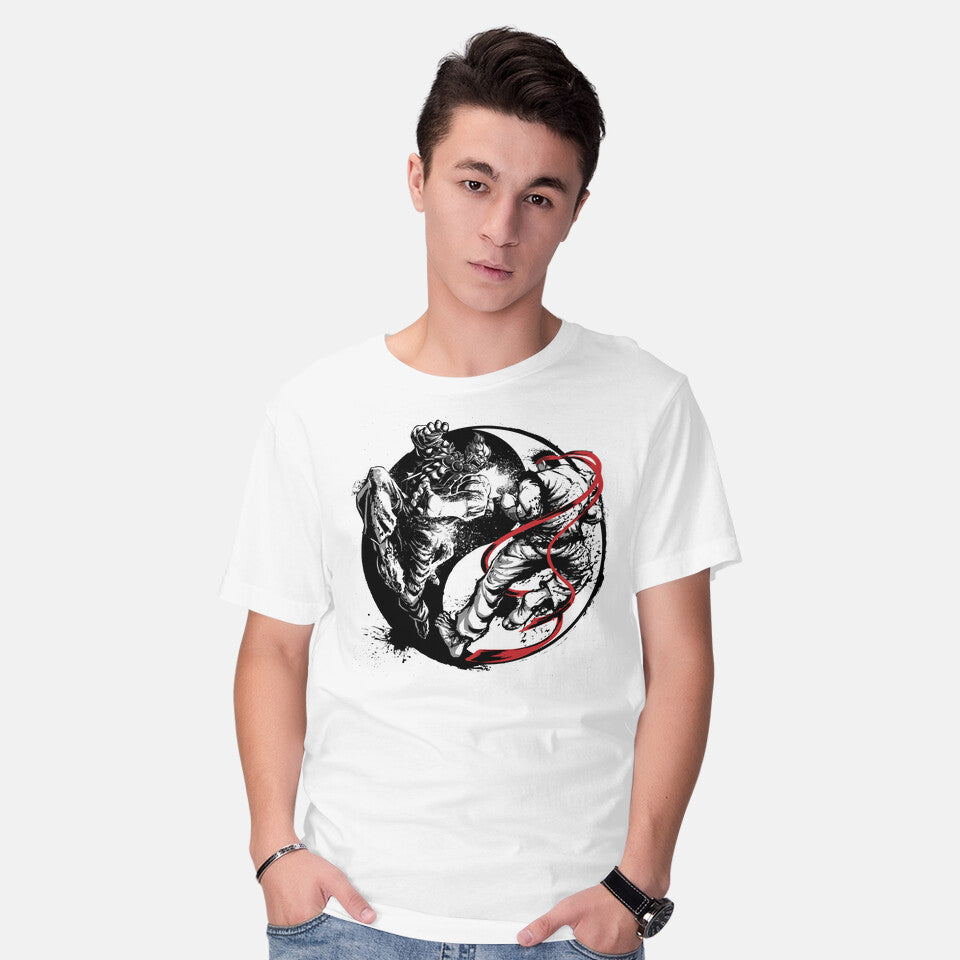 Model wearing white Endless Fight Graphic T-Shirt
