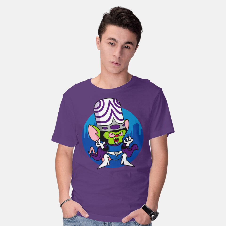 Model wearing purple Double Conqueror Graphic T-Shirt