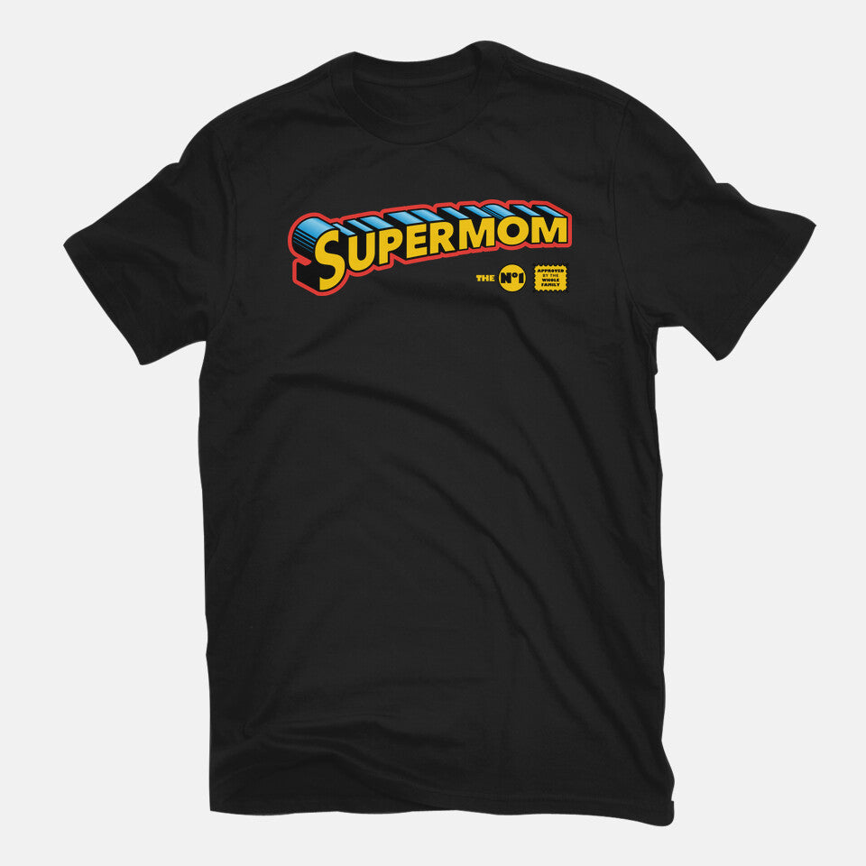 Supermom Graphic T-Shirt in black, flat-lay product view