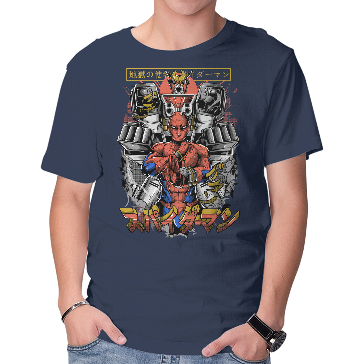 Spider Power Graphic T-Shirt in navy, product display